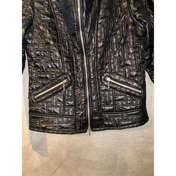 Frank Lyman Edgy Mob Wife Academia Y2K Black Quilted Front Zipper Pockets Jacket - Picture 5 of 14